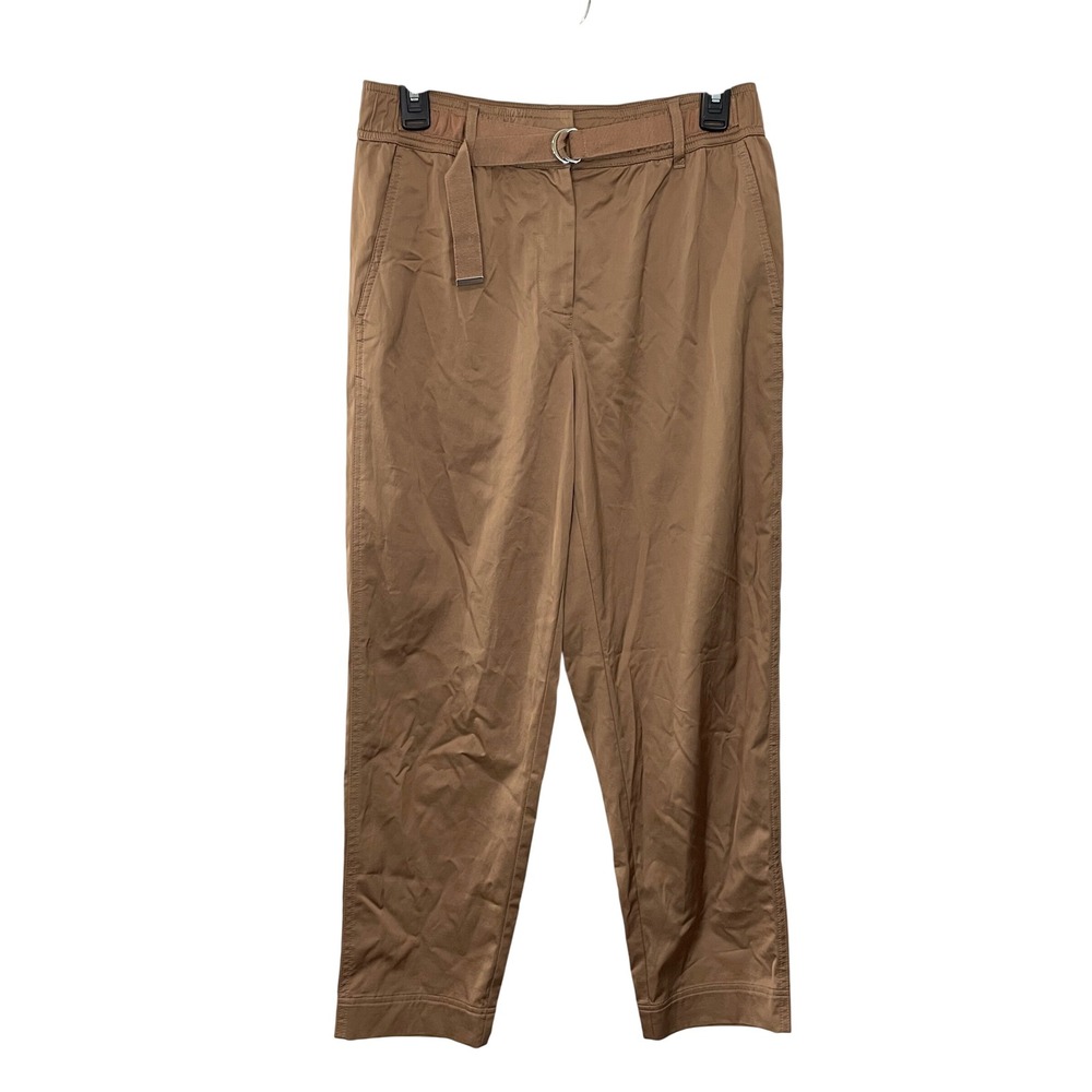 LAFAYETTE 148 NEW YORK Women's Tan‎ Belted Trousers Cropped Dress Pants Sz Small